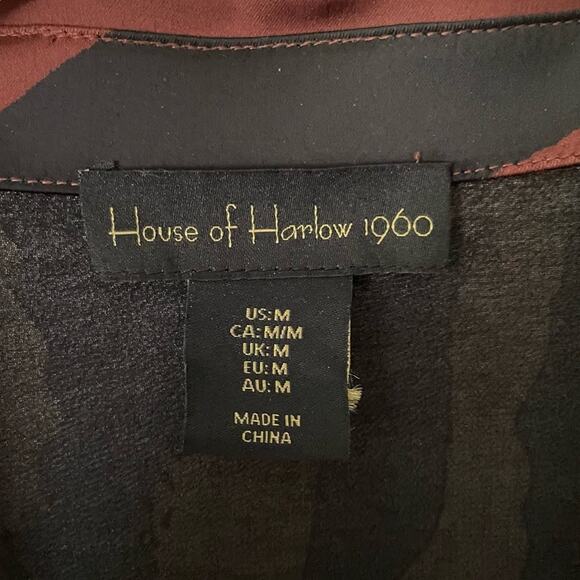 NWOT House of Harlow 1960 Tiger Stripe Satin Faux Wrap Dress Size M - Picture 3 of 6